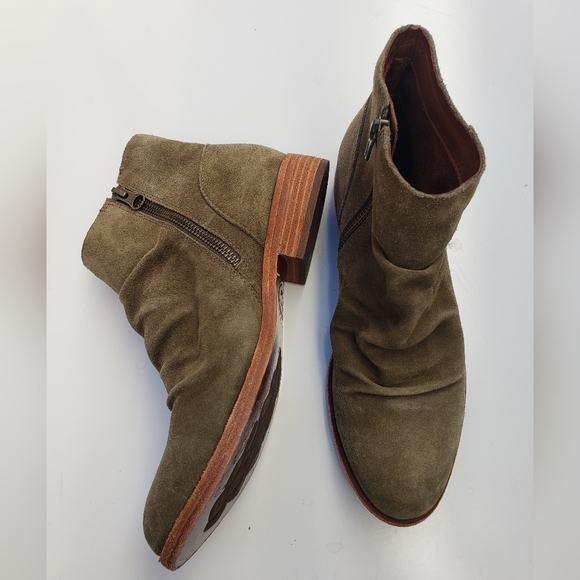 Kork-ease Giba Ankle Boots Suede Olive Green zip womens 8 - Picture 4 of 8